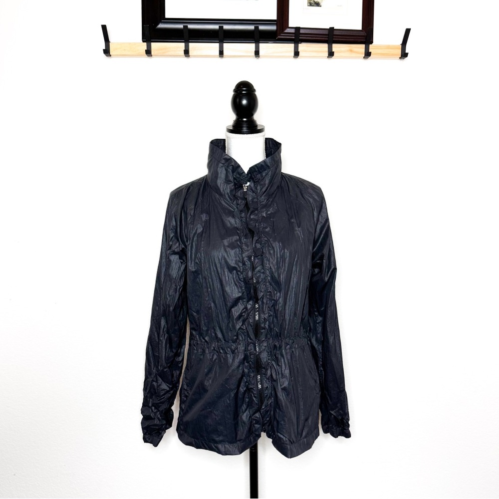 Gap BodyFit Lightweight Windbreaker Jacket Black Zip Front | Women’s Size L